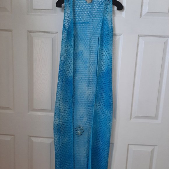 Fetish brand, summer sleeveless lace cardigan, blue - Picture 1 of 4